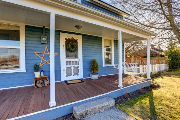 Blue Siding Installation